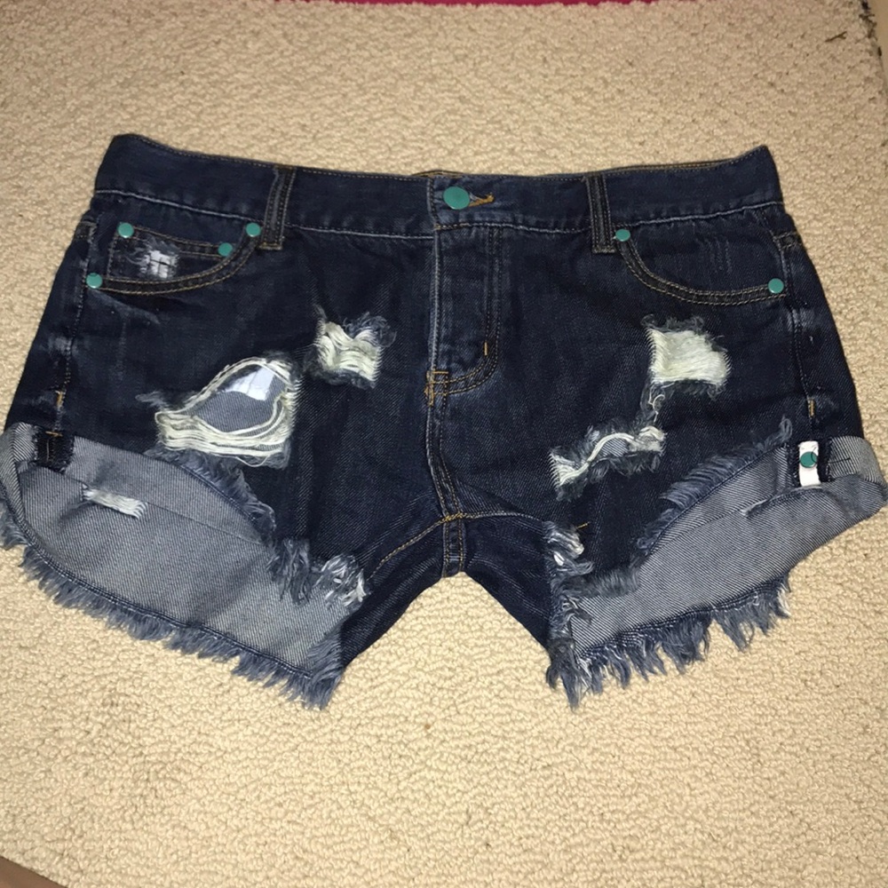 Ripped jean shorts